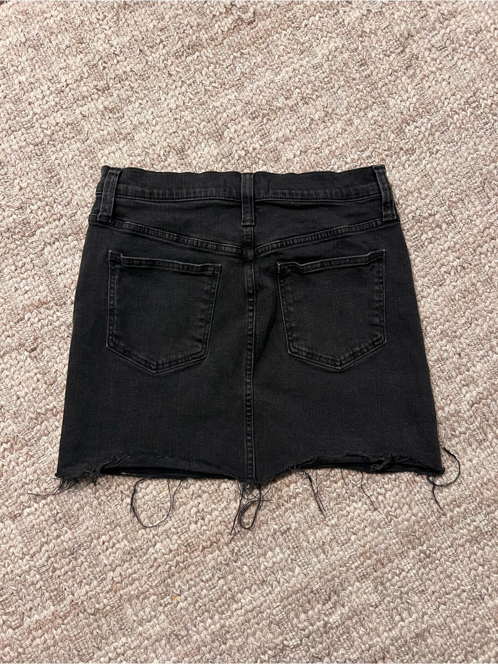 Madewell Black Raw-Hem Denim Mini Skirt
